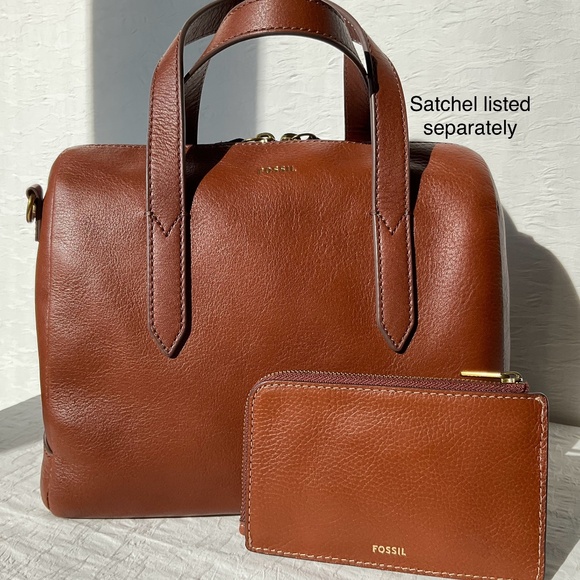 Fossil Jori Zip Card Case Leather Medium Brown Pebbled Leather NWT - Picture 10 of 10